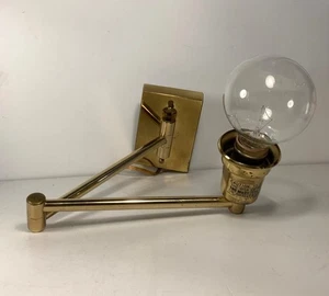Vintage Brass Wall Mount Swing Arm Reading Lamp 10 in. - Picture 1 of 11