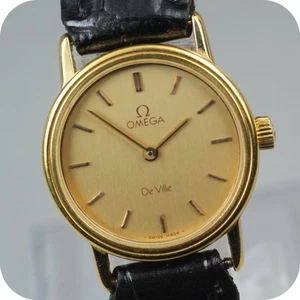 New Belt *NEAR MINT* OMEGA De Ville Cal.625 Manual Winding Gold Dial Women Watch - Picture 1 of 11