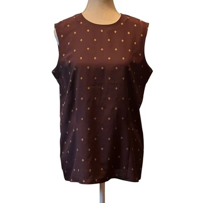 Size 8 Rena Rowan Saville Brown Sleeveless Button Back Top Blouse Women's - Image 1 of 4