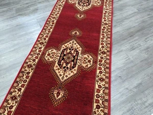 Traditional Oriental Red bordo Hall-Runner heavy Density -Assorted Lengths - Picture 1 of 7