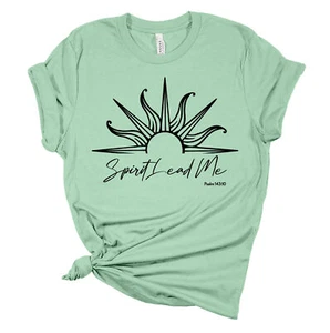Womens Christian T-shirt Spirit Lead Me Psalms 143:10 Short Sleeve T-shirt - Picture 1 of 3