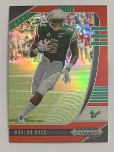 Panini Prizm Draft Picks 2020 fútbol americano Marlon Mack USF rojo paralelo #68! - Imagen 1 de 2