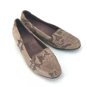 Clarks Everyday Shoes Women’s Leather Metallic Snake Print Flat Loafers Size 7.5 - Picture 1 of 9