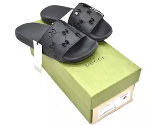 💎 Gucci Rubber GG Logo Pursuit Slides Sandals Black Women’s 35 (US 4.5) W/ Box - Picture 1 of 20