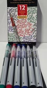 ARTEZA Disposable Fountain Ink Pen Set of 12 in 4 Colours of Quick Drying Ink - Picture 1 of 5