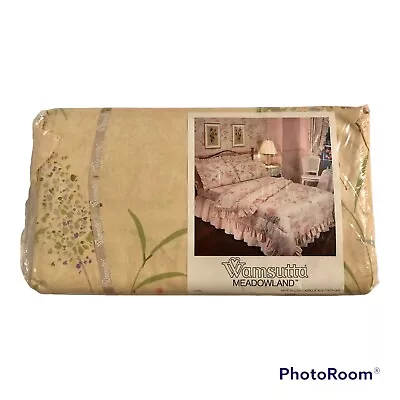 Vintage Wamsutta Meadowland Twin Flat Sheet 39”x 75" Pink Ruffle New Sealed - Image 1 of 4