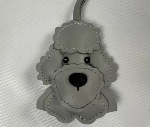 Vegan Leather Dog Charm Grey Accessory Keychain Bag Or Key Charm Poodle Doodle - Picture 1 of 8