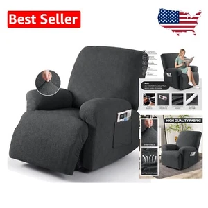 Extra Wide Recliner Chair Covers - Soft Microfiber, Machine Washable, Dark Gray - Picture 1 of 9