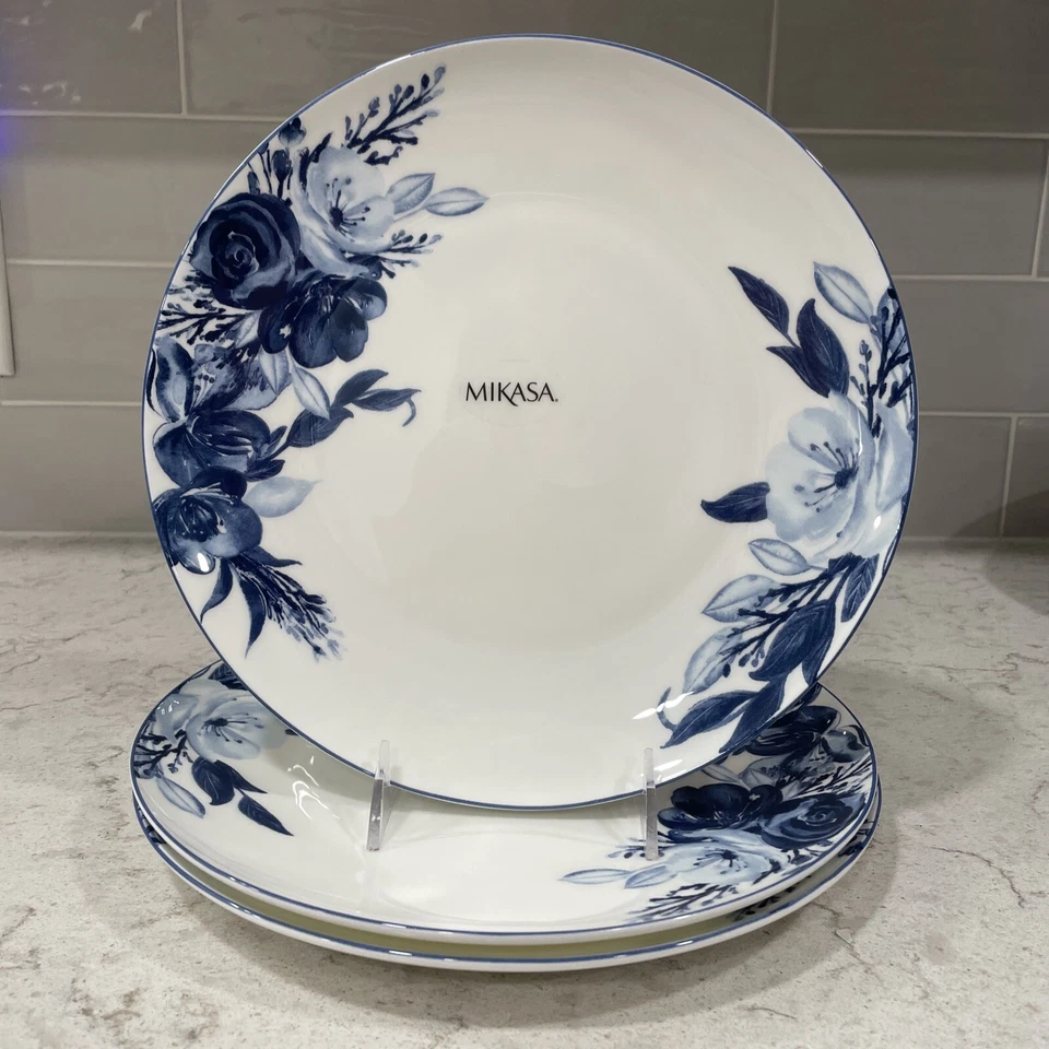 Mikasa Set of 4 Dinner Plates Hana Blue 10 3/4” Porcelain