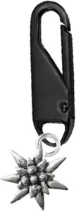 C21 Small Edelweiss on a BLACK SNAP Detachable Zipper Pulls for Bags, Coats - Picture 1 of 4