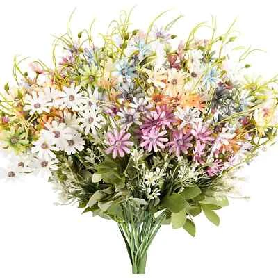 6 Bundles Wildflowers Artificial Flowers Resistant Silk Daisy Wedding Bouquet - Image 1 of 4