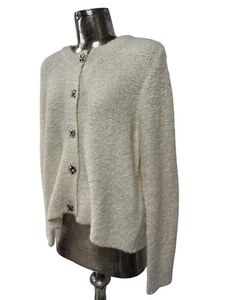 Cardigan Fransa in maglia di lana taglia L donna top NUOVO bianco avorio/crema EU44 PREZZO AL PUBBLICO £60 - Foto 1 di 14