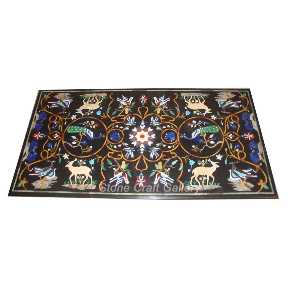 48" x 30" Marble Table Top Handmade Pietra dura Inlay Home Decor - Image 1 of 1