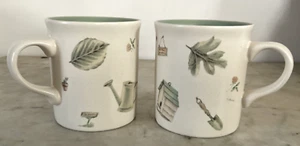 Madera natural Pfaltzgraff ~ tazas de café/té de 12 oz ~ juego de 2 ~ tema de primavera de jardín - Imagen 1 de 6