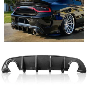 Rear Bumper Diffuser Carbon Fiber Style For 2015-2023 Dodge Charger Daytona SRT - Picture 1 of 12