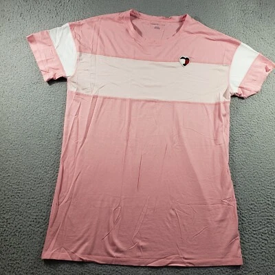 Tommy Hilfiger 女式 XL 超大号粉色白色心形休闲衬衫 — 第 1/4 张图片