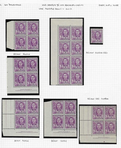 Australia 1944 GVI 2d SG205/205b Imprints, Shades, Coil Pairs & Paper Fold Cover