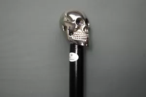 Antiguo Mango de Cabeza de Calavera de Latón Vintage Hecho a Mano Madera Bastón Cañón Regalo - Imagen 1 de 11