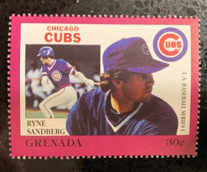Estampilla Ryne Sandberg Chicago Cubs MLB 1988 Granada Salón de la fama - Imagen 1 de 1