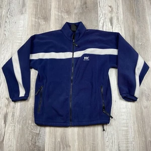 Vintage Helly Hansen Jacket Mens Small Blue White Full Zip Fleece Sweater - Picture 1 of 12
