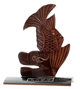 5in Japanese Wood Carved Shachihoko Fish Sea Monster Statue 53g Vintage Used - Picture 1 of 11
