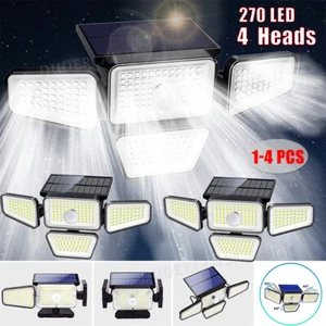 90000LM Solar Security Lights 4 Head Motion Sensor Lights Adjustable Flood Light - Picture 1 of 23