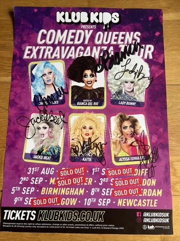 Rupaul’s Drag Race Comedy Queens A3 Signed Poster Bianca Del Rio, Katya, Alyssa Cover