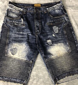 Pantaloncini uomo MAKOBI denim lavaggio sporco taglia 38 nuovi senza etichetta - Foto 1 di 8