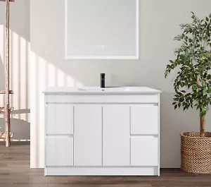 48" Bathroom Vanity With Sink Ceramic Countertop Sink Solid White Modern Design - Picture 1 of 8