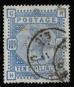 1884 10/- Pale Ultramarine SG 183a HG Good Used Cat. £550.00 - Picture 1 of 1