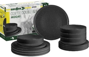 Camping Brunner Melamin Campinggeschirr ODETTE DOUBLE BLACK 12tlg antislip - Bild 1 von 1
