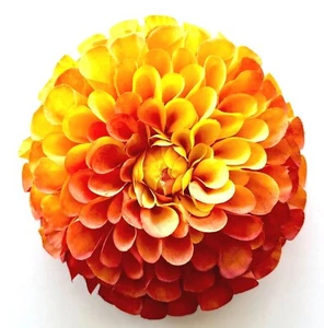 5" gelb & orange Dahlie Seide künstliche Blume BROSCHE Anstecknadel Herbst Hochzeit - Bild 1 von 2