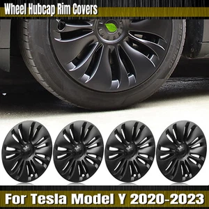 For Tesla Model Y 2020-2024 19" Hub Cap Wheel Cover Turbine Style Matte Black - Picture 1 of 20