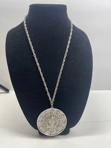 Vintage Tortolani Silver Tone Zodiac Sundial Pendant Necklace - Picture 1 of 10