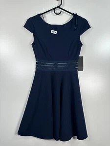 BNWT City Studio Womens A-Line Knee Length Dress Cap Sleeve Backless Blue Size 0 - Picture 1 of 15