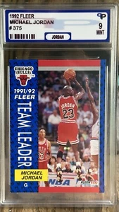 1992 Fleer Michael Jordan Team Leader #375 "King Of The World" PPG 9 MINT - Bild 1 von 2