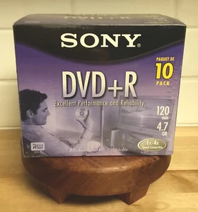Sony DVD+R 1x - 16x Recordable 120 minute 4.7GB 10DPR47R4 10 Pack Dvd Sealed Pkg - Picture 1 of 6