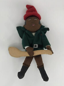 Vintage Lewis and Clark Playset 6" Plush Figurine Doll Holding Oar Red Green 