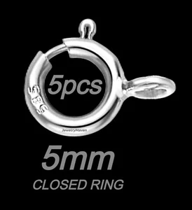 (5) PAQUETE DE CINCO PESO ESTÁNDAR 5 mm oro blanco 14k cierre anillo salto cerrado - Imagen 1 de 4