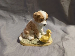 HOMCO Porcelain Puppy Dog w/ Duckling Figurine, #1413, Vintage - PRE-OWNED - Picture 1 of 9