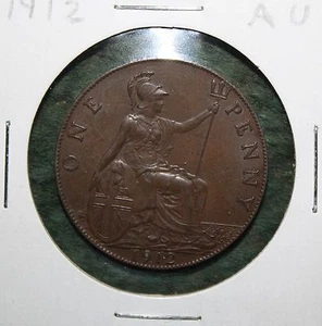 GRAN BRETAÑA 1912 - REY GEORGE V - UN CENTAVO - REINO UNIDO - MONEDA AU - Imagen 1 de 3