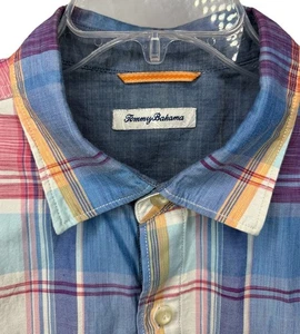 Camisa Tommy Bahama Para Hombre XL A Cuadros Abotonada Azul Rojo Blanco Manga Corta Informal - Imagen 1 de 9