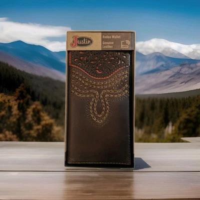 Justin Rodeo Wallet with Stunning Inlay Design Model 23205767W5 New In Box - Image 1 of 4
