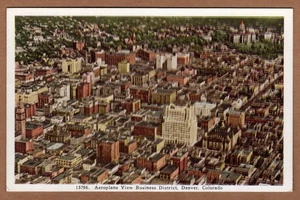Business District Aeroplane Aerial City View Denver Colorado UNP WB Postcard - Foto 1 di 2
