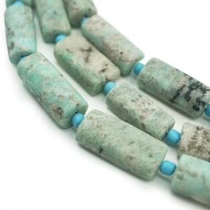 Cuentas de amazonita afgana (9-13 mm) en forma de tubo grande (2712A529) rústicas - Imagen 1 de 10