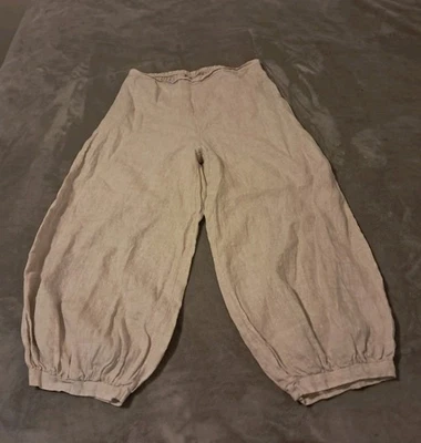 Bryn Walker Linen High Rise Balloon Leg Cropped Pants Lagenlook Size S. - Image 1 of 4