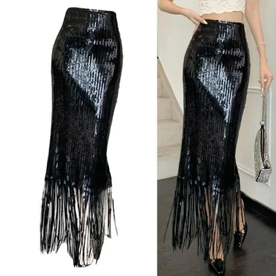 Women Bodycon Formal Skirt Business Dress Office Shiny Leisure Sequin Cocktail - Image 1 of 3