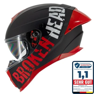 Broken Head (A-Minus-Ware) BeProud Pro Sport Integralhelm Rot Mit Klarem Visier - Bild 1 von 4