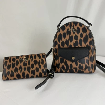 Новый мини-рюкзак Kate Spade Schuyler леопард пятнистый анималистический принт с мешком для пыли - Изображение 1 из 4
