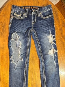 Distressed  Rock Revival Womens Jeans Size 26 X 30 - Picture 1 of 6